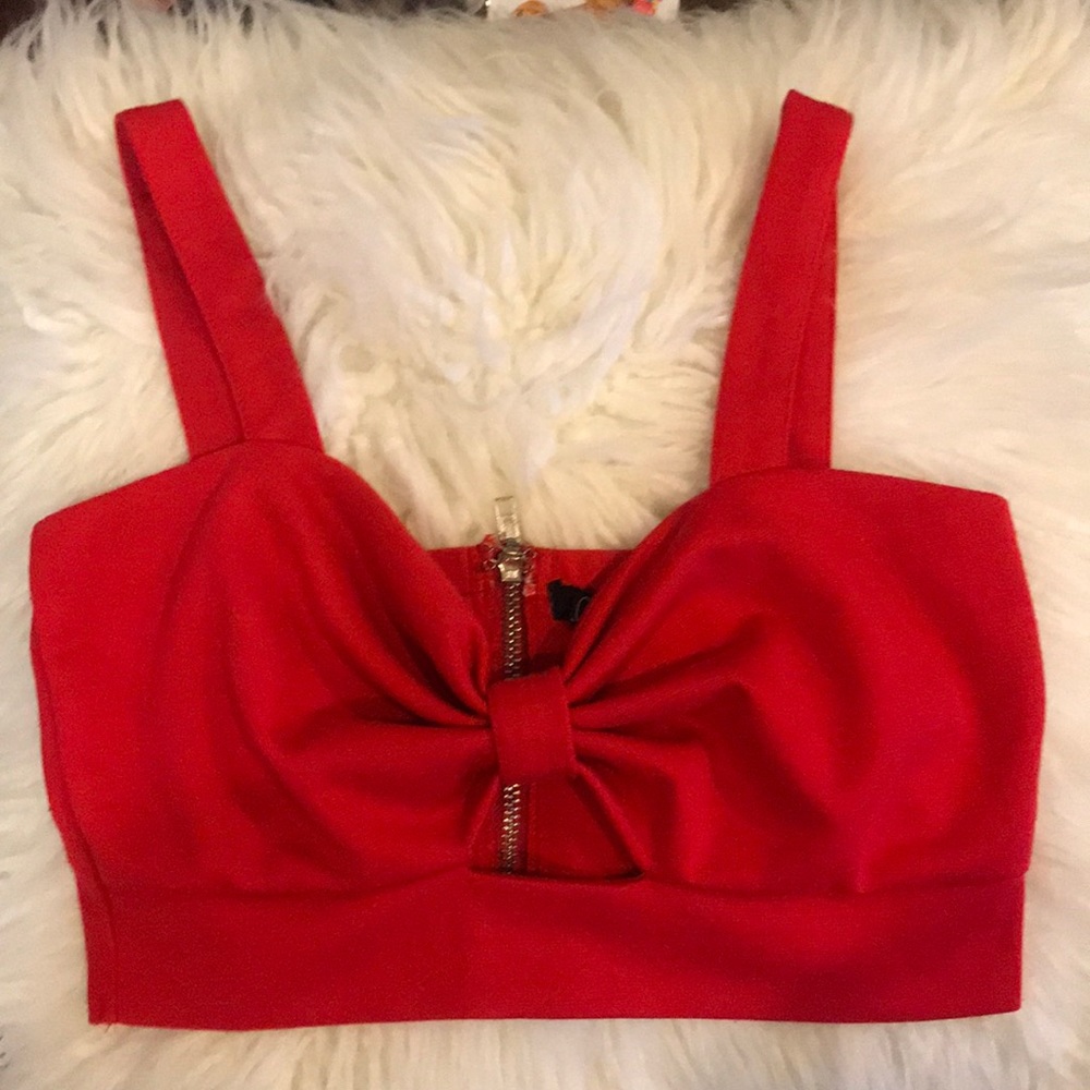 Red Bow Crop Top - Picture 1 of 1